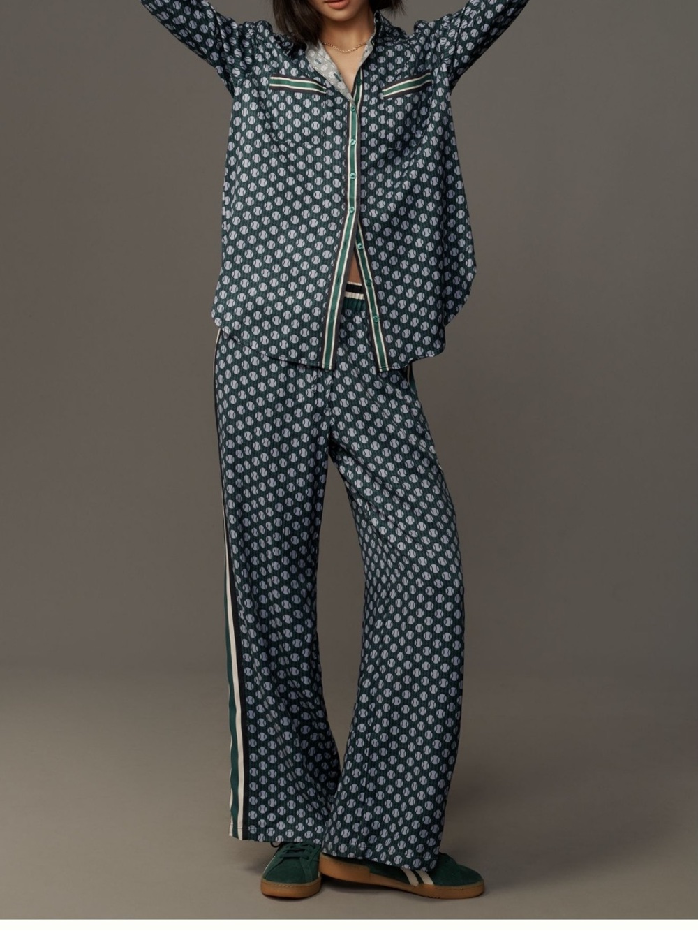 Maeve Packable Tennis-Print Pull-On Track Pants - Picture 3 of 5